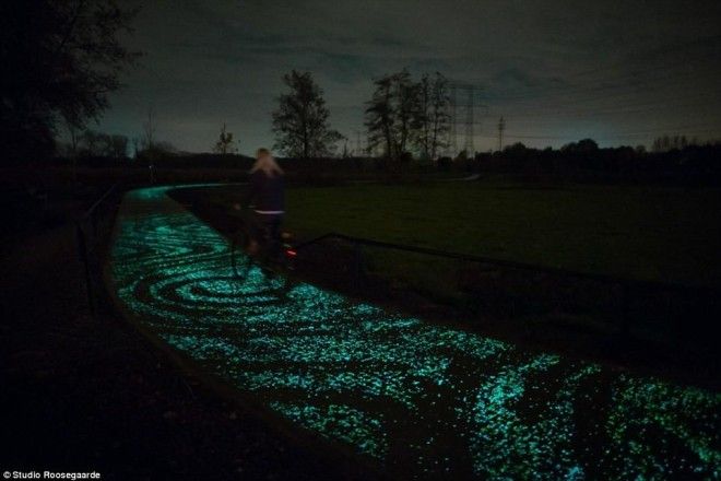 Светящаяся велодорожка d честь Винсента Ван Гога (Van Gogh–Roosergaarde Bicycle Path), Ейндховен, Нидерланды