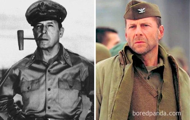 An American Five - Star General And Field Marshal Of The Philippine Army Douglas Macarthur (1880-1964) And Bruce Willis