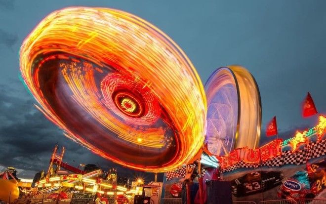 Long Exposure Of A TiltAWhirl