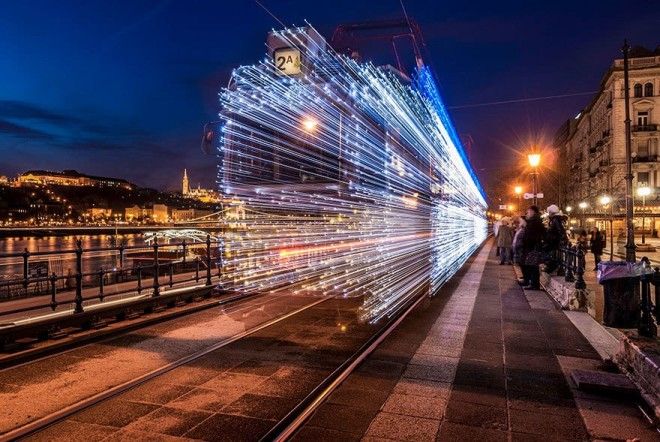 Departing Tram Long Exposure