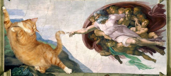 25 известнейших картин на которых неожиданно появился котик