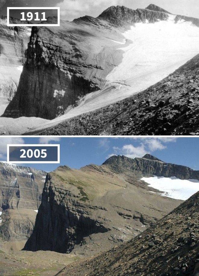 Ледник Чейни США 1911 2005 История в фотографиях бег времени города до и после изменения в мире фото фотопроект фотосвидетельства