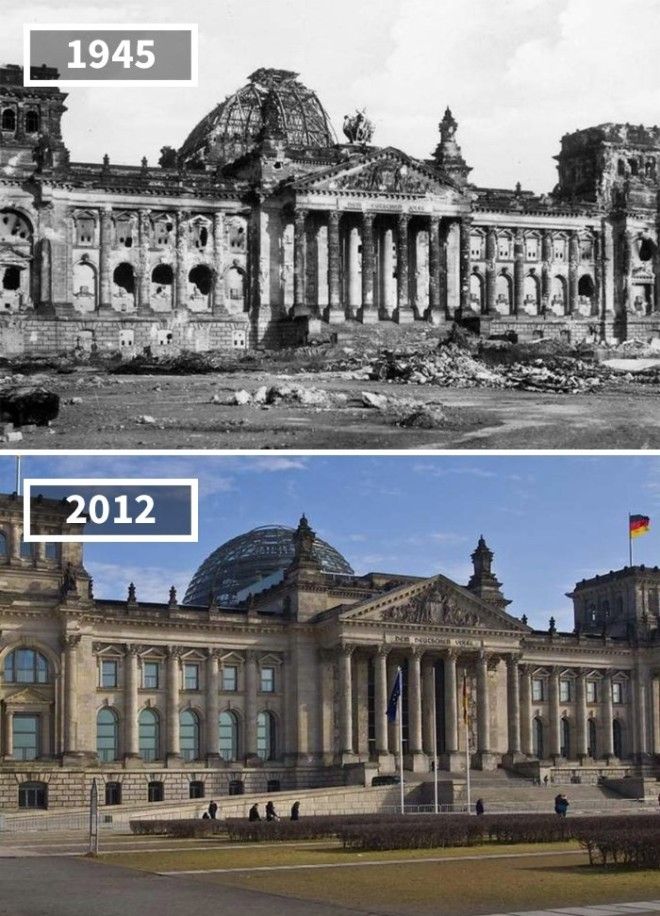 Рейхстаг Берлин Германия 1945 2012 История в фотографиях бег времени города до и после изменения в мире фото фотопроект фотосвидетельства