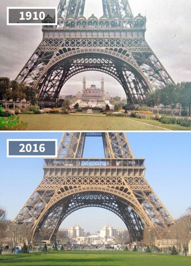 Эйфелева башня Париж Франция 1910 2016 История в фотографиях бег времени города до и после изменения в мире фото фотопроект фотосвидетельства