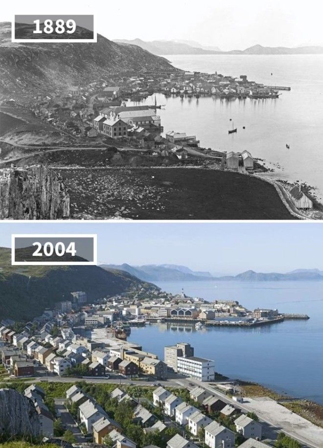 Хаммерфест Норвегия 1889 2004 История в фотографиях бег времени города до и после изменения в мире фото фотопроект фотосвидетельства