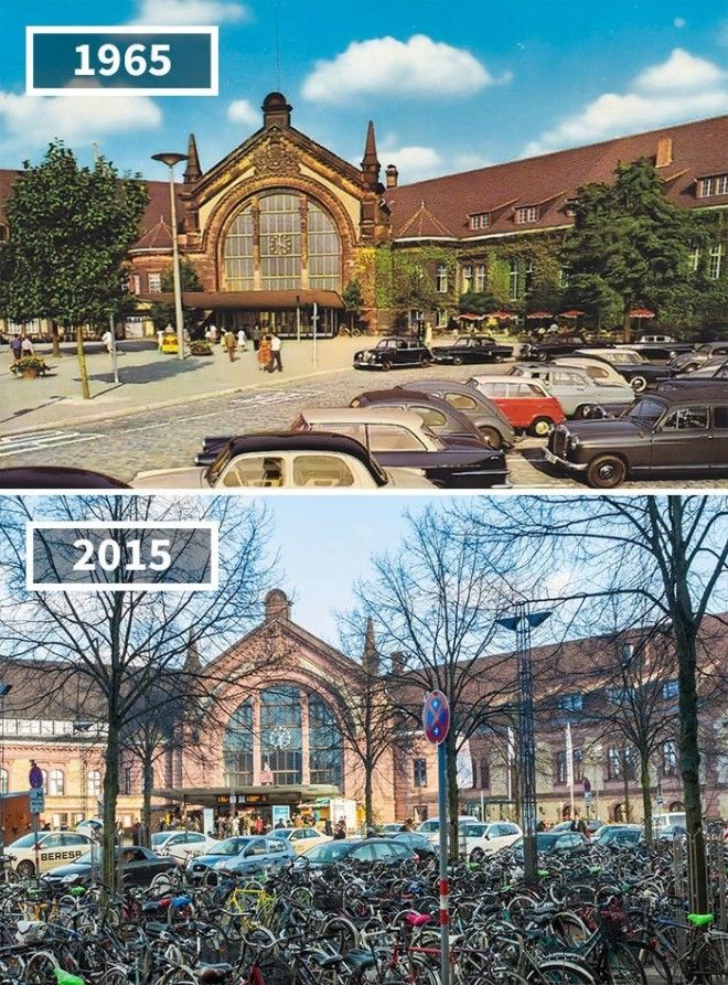 Центральный вокзал Оснабрюка Германия 1965 2015 История в фотографиях бег времени города до и после изменения в мире фото фотопроект фотосвидетельства