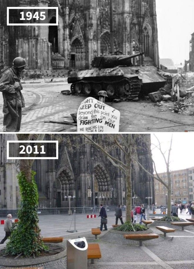 Кельнский собор Германия 1945 2011 История в фотографиях бег времени города до и после изменения в мире фото фотопроект фотосвидетельства