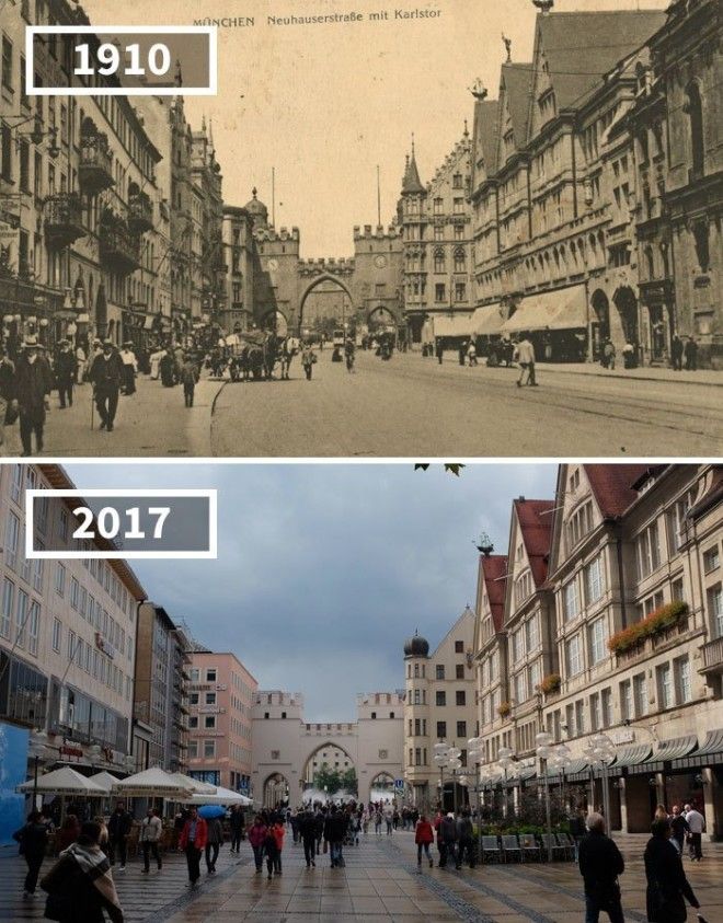 Мюнхен Германия 1910 2017 История в фотографиях бег времени города до и после изменения в мире фото фотопроект фотосвидетельства