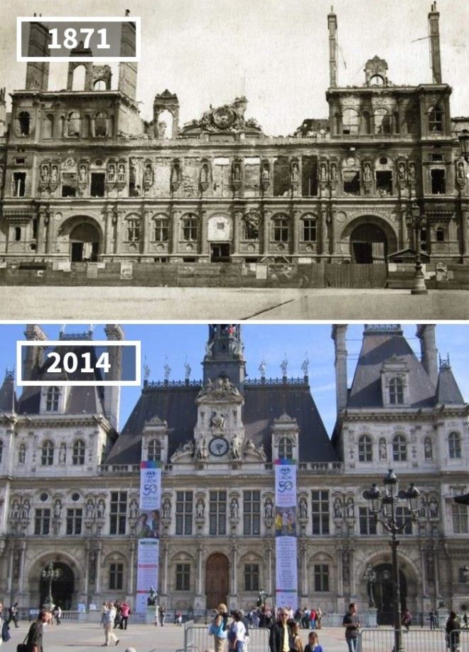 Мэрия Парижа Франция 1871 2014 История в фотографиях бег времени города до и после изменения в мире фото фотопроект фотосвидетельства