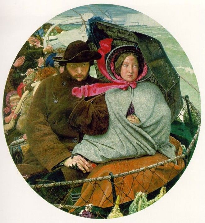 The Last of England depicting an emigrating couple 1855