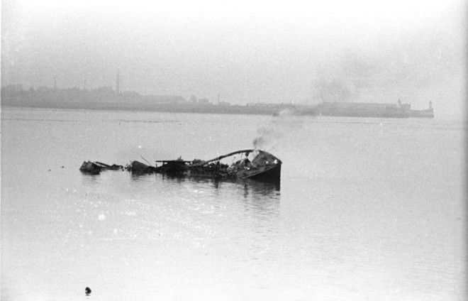 The remains of an unidentified Motor Launch, 28 March 1942