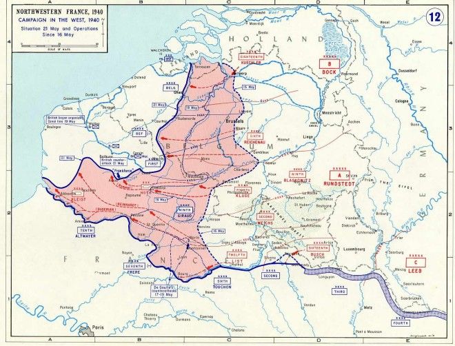 The German advance to the English Channel between 16 May and 21 May of 1940