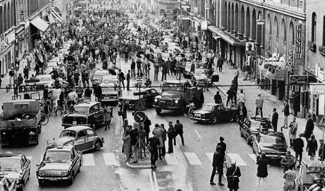 9 Первое утро после того как Швеция перешла с левостороннего движения на правостороннее Стокгольм 1967г война история память