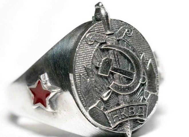 Современные реплики по мотивам символики НКВД. Красной Армии, СССР, кольца, перстни