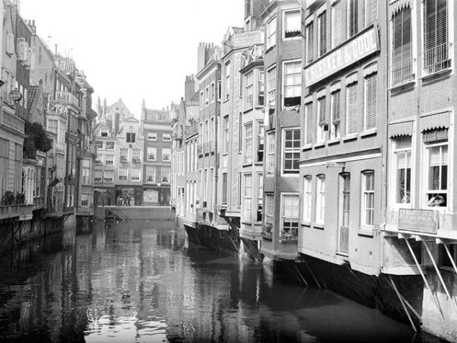 Канал в Роттердаме, Голландия ХХ век, винтаж, восстановленные фотографии, европа, кусочки истории, путешествия, старые снимки, фото