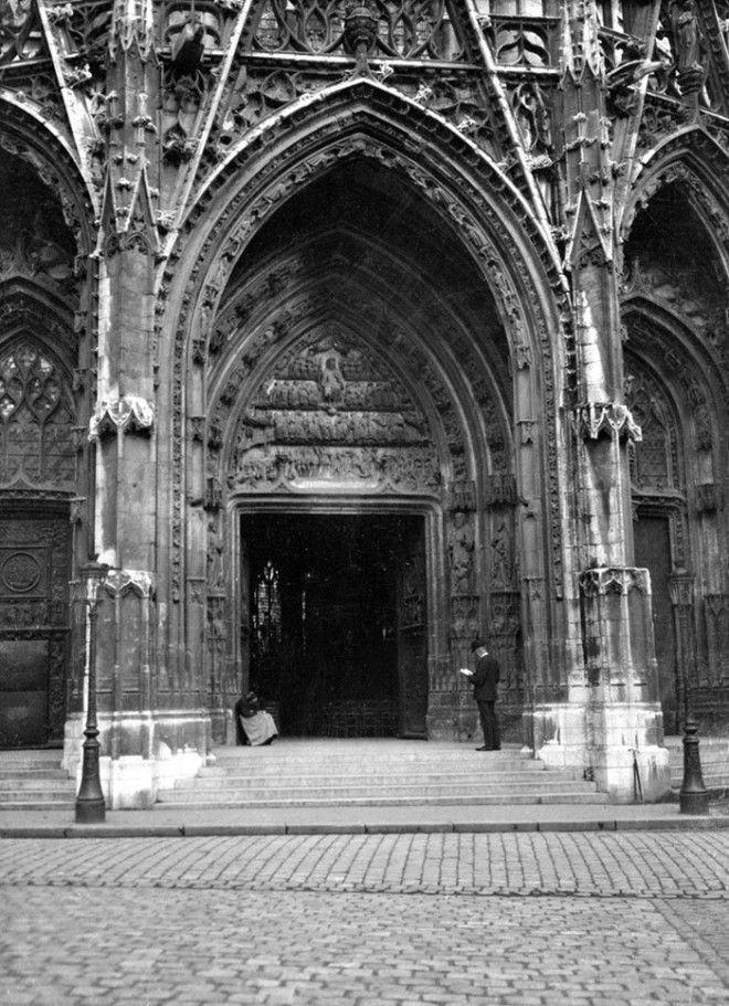 Вход в церковь Сен-Маклу в Руане ХХ век, винтаж, восстановленные фотографии, европа, кусочки истории, путешествия, старые снимки, фото